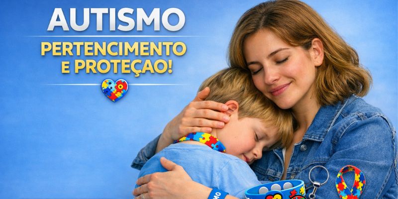 Cordão azul de identificação para autismo - símbolo de acolhimento